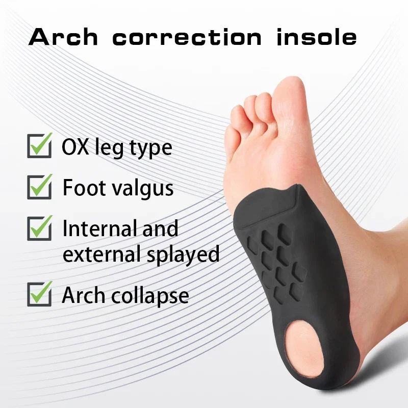 Solette ortopediche Plantari Piede piatto Salute Suola per scarpe Inserto Supporto per arco plantare per la cura dei piedi Sottopiede Unisex 1 paio Nuovo