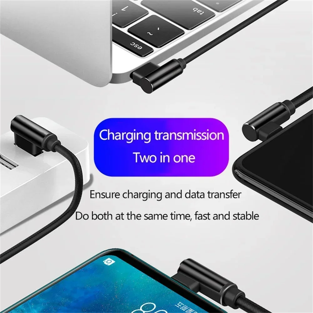 40 W 5A USB Naar Type C Snel opladen Weave Datakabel 90 Graden Telefoon Oplader Kabel Voor iPhone Xiaomi Redmi Huawei USB Oplaaddraad