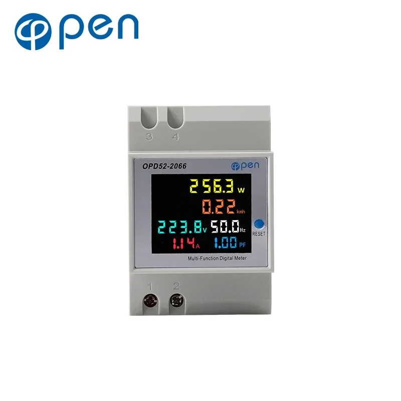 D52-2066 6IN1 din rail AC monitor 110V 220V 100A Voltage Current Power Factor Active KWH Electric energy Frequency meter VOLT AM