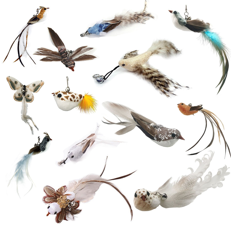 Varita para gatos con forma de pájaro y plumas, manos libres, con campana, potente ventosa, juguetes interactivos para gatos, gatitos, ejercicio de caza, productos para mascotas