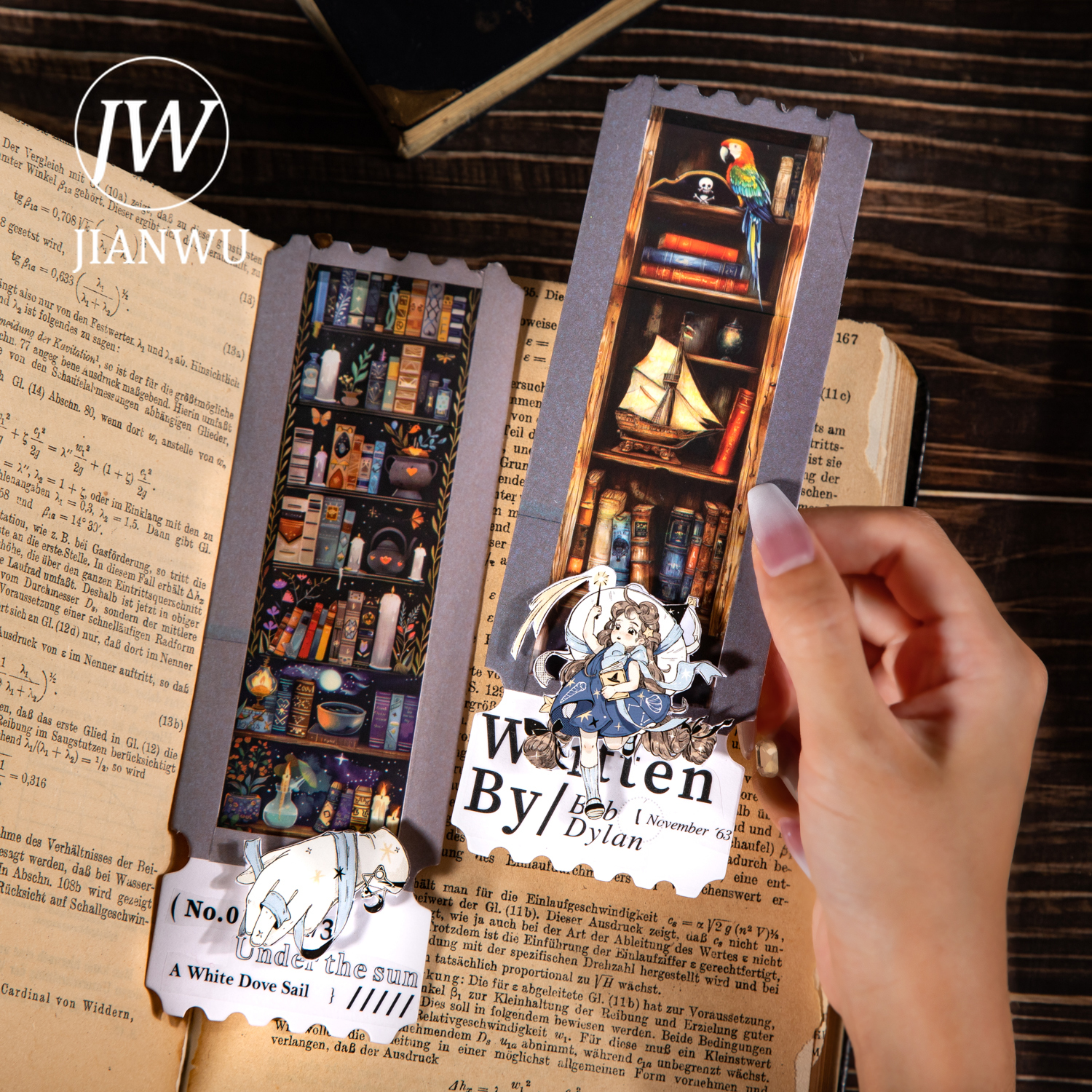JIANWU 40mm*200cm Magic Bookcase Series Vintage Plant Book Landscape Material Collage PET Tape Creative DIY Journal Stationery