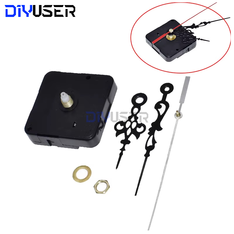 DIYUSER HQ3268 Professional And Practical Quartz Wall Clock Movement Mechanism DIY Repair Tool Parts Kit with Red Hands