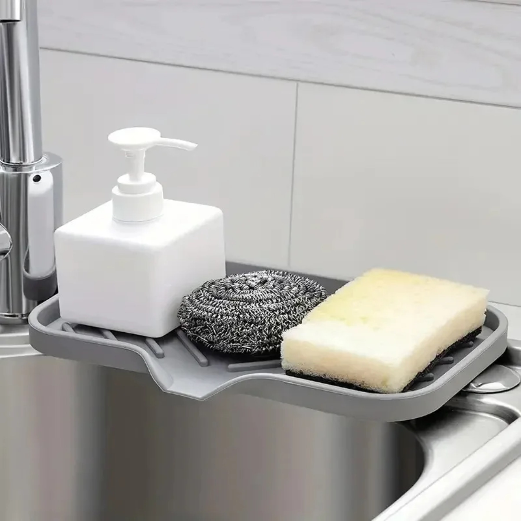 Pia bandeja de silicone com dreno sabão esponja armazenamento titular bancada pia purificador escova rack armazenamento organizador cozinha