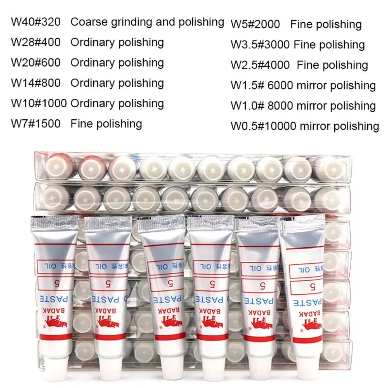 12 Pcs 5 Gram Diamond Lapping Paste Polishing Compound for Fine to Final Polishing 320-10000 Grit W40-W0.5 KXRE