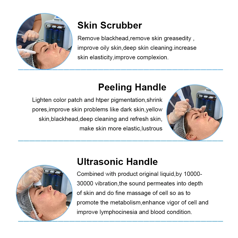 6 in 1 Small Bubble Machine Hydro Dermabrasion H2O2 Water Oxygen Deep Cleansing Face Lifting Aqua Peeling Facial Machine SPA Use