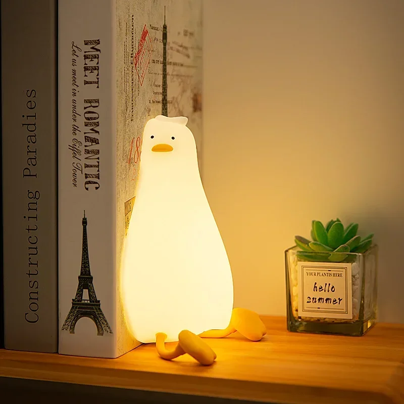 Mentira plana pato torneira luz da noite luz ambiente lâmpada de cabeceira presente luz recarregável lâmpada mesa atmosfera