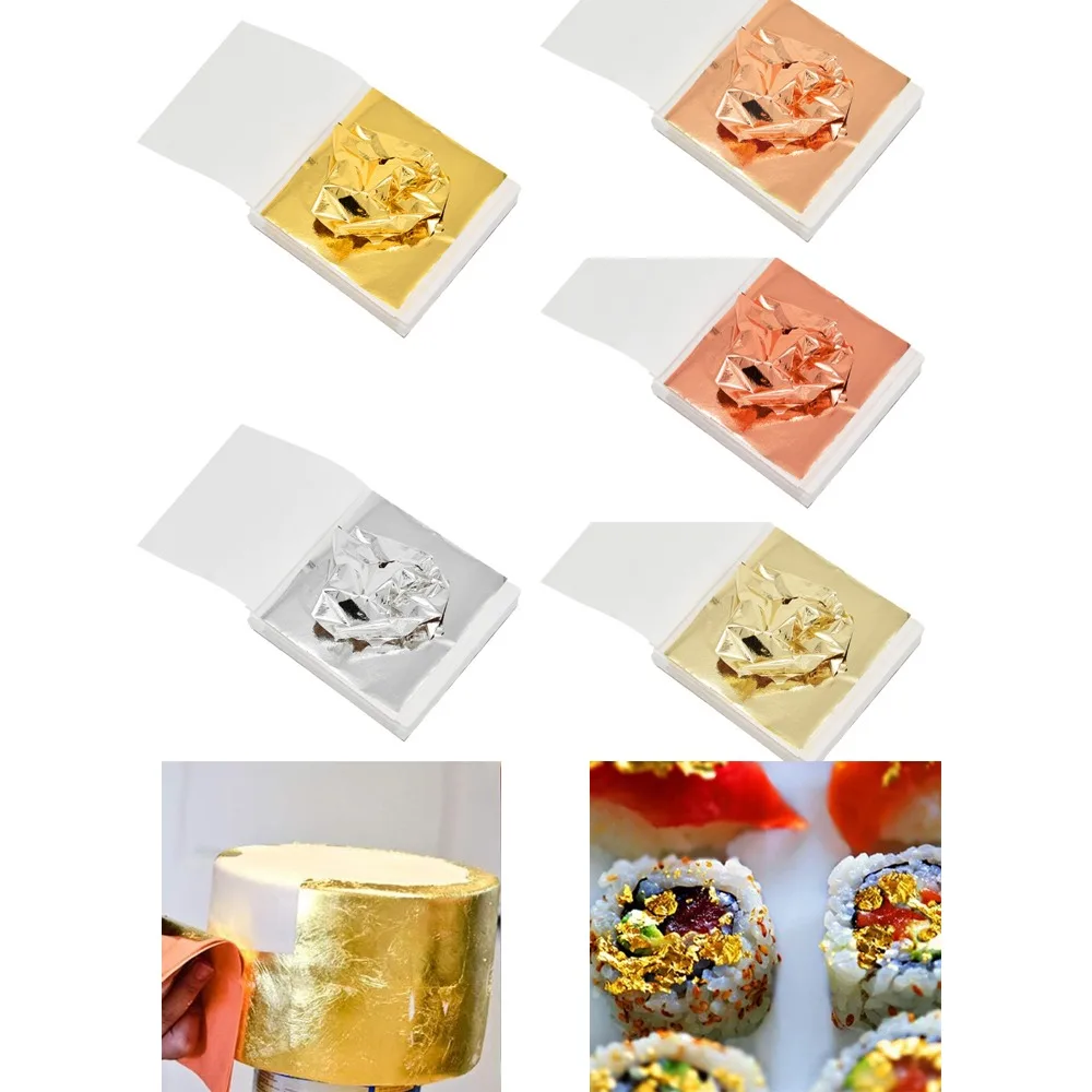 100 Stück goldene Blattfolienblätter, Vergoldungsfolie, Nachahmung von Blattgold für DIY Nägel, Kunst, Malerei, Vergoldung, Basteln, Dekoration