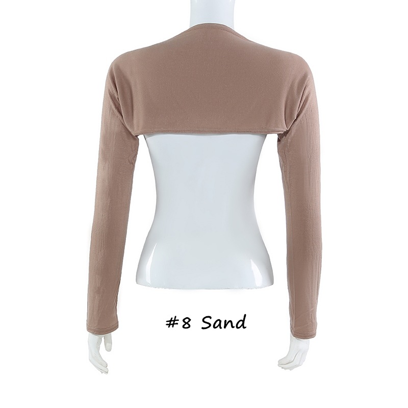 Muslimische Damen-Bolero-Ärmel aus elastischer Modal-Baumwolle, lange Armabdeckung, Achselzucken, Schulter-Oversleeve, Sonnenschutz, zum Tragen unter T-Shirt