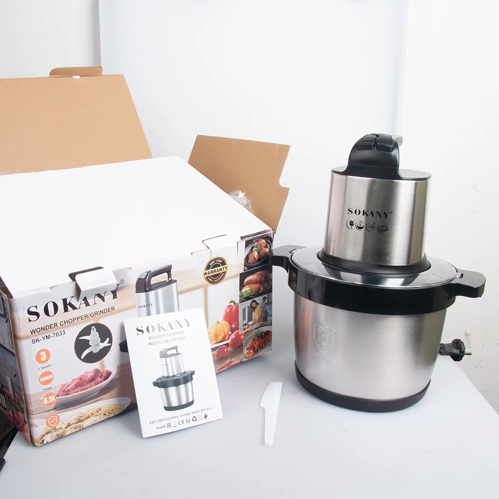 Houselin เครื่องบดเนื้อไฟฟ้า,อาหาร 6.5L เครื่องปั่นเนื้อสแตนเลสสับอาหารสําหรับเนื้อสัตว์,ผัก,ถั่ว