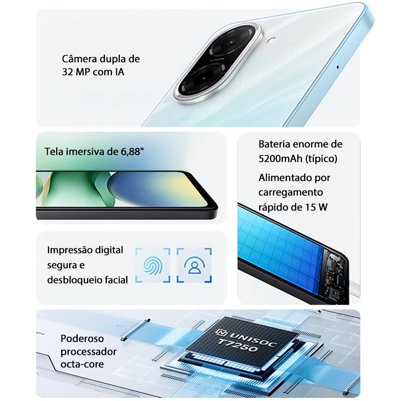 Versão global xiaomi redmi a5 sem nfc 6.88 "120hz display 32mp câmera 5200mah bateria grande android 15 celular