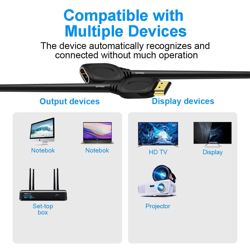 Cable extensor Compatible con HDMI 8K, Cable 2,1 Compatible con HDMI, Cable macho a hembra para interruptor HDTV PS4, extensión Compatible con HDMI