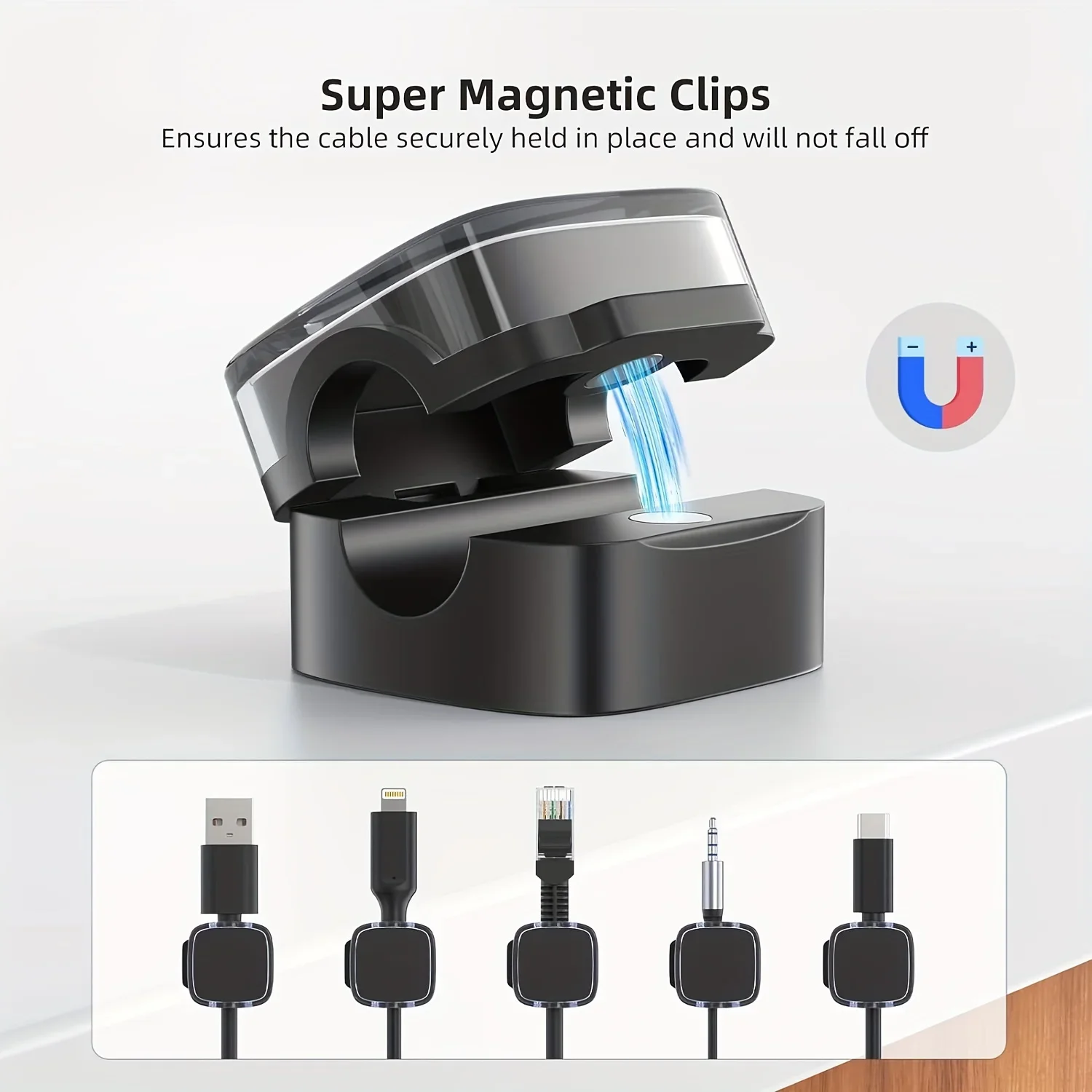 Vikefon 6 Stuks Magnetische Kabel Management Clips Multi-Colored Cord Organizer Desk & Muur Gemonteerde Haken Voor Telefoon Data & Oplader