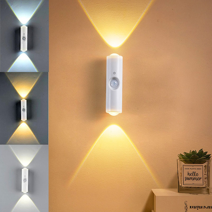 Inteligente rgb gradiente luz noturna sensor de movimento magnético recarregável lâmpada parede para o quarto banheiro armário jardim decoração casa