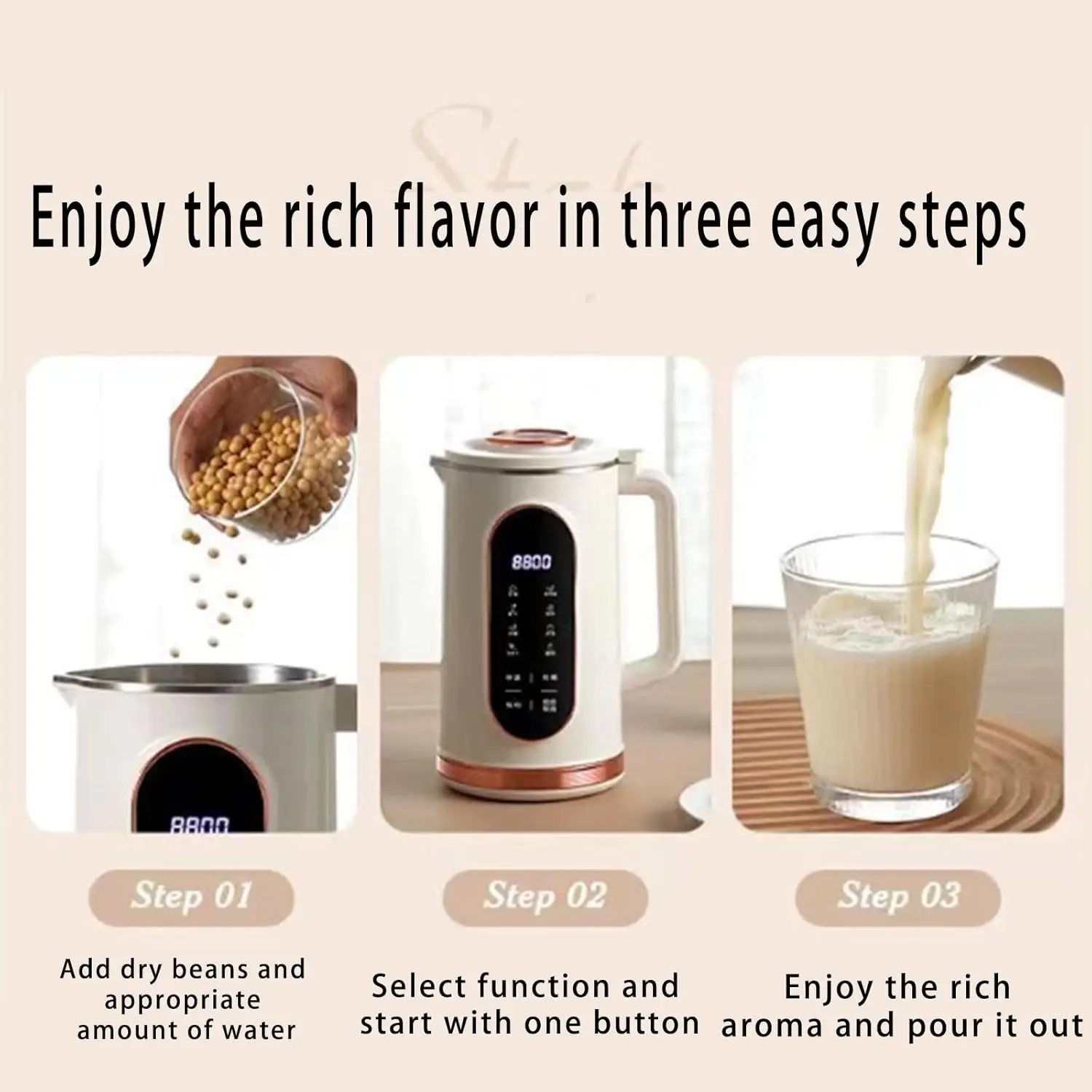 1500 ml multifunktionaler elektrischer Sojamilchbereiter mit großem Touchscreen-Display, 10-Blatt-Mixer, Mixer und Nussmilchbereiter