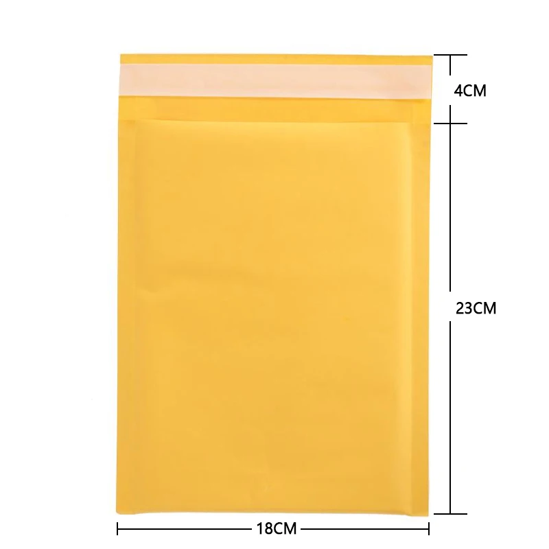 100 ชิ้น/ล็อตกระดาษคราฟท์ฟองซองกระเป๋า Mailers จัดส่งซองจดหมาย Bubble Mailing Bag ขนาดต่างๆสีเหลือง