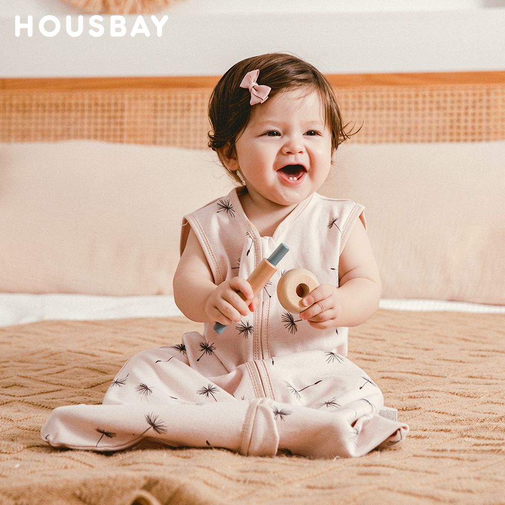 0-24 개월 아기 침낭, 얇은 레이어 수면 자루, 0.5Tog 원피스 잠옷, 베이지 밀 인쇄 담요, 킥 방지 담요