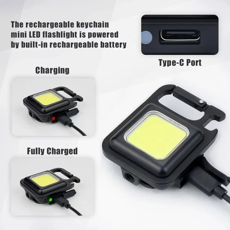 MINI LED ไฟฉาย USB ชาร์จพวงกุญแจ Corkscrew ทํางานแม่เหล็กพ็อกเก็ตขนาดเล็กสําหรับตกปลาตั้งแคมป์กลางแจ้ง