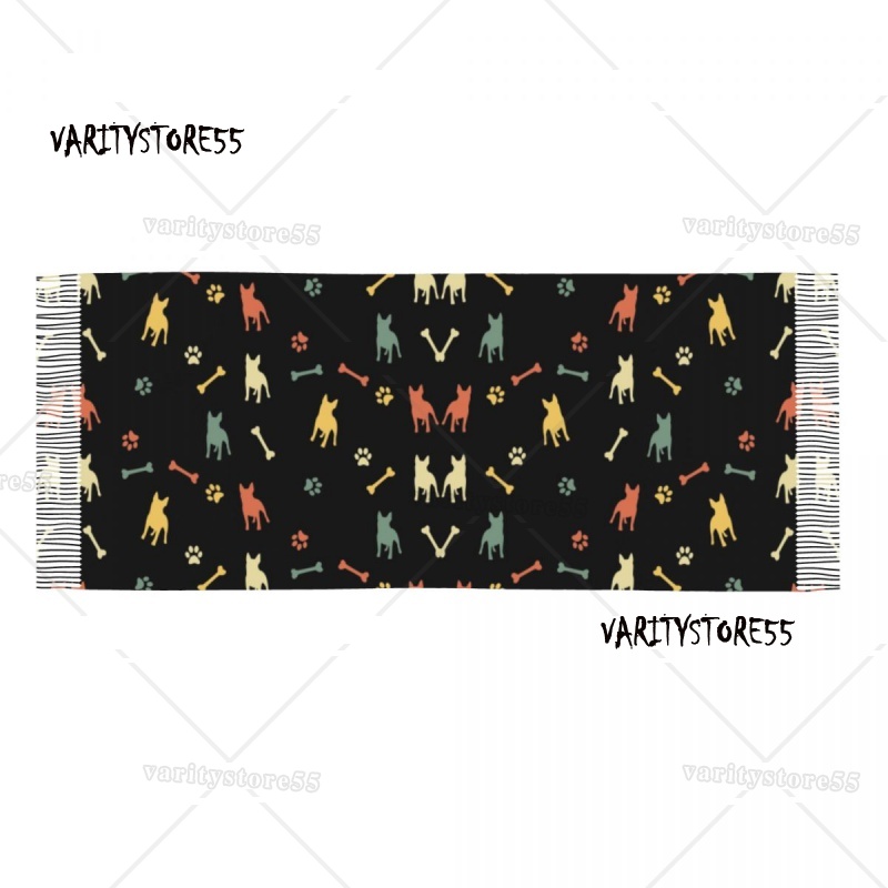 Mode Bull Terrier Retro Quaste Schal Frauen Winter warme Schals Wraps Hündin Welpen Schals