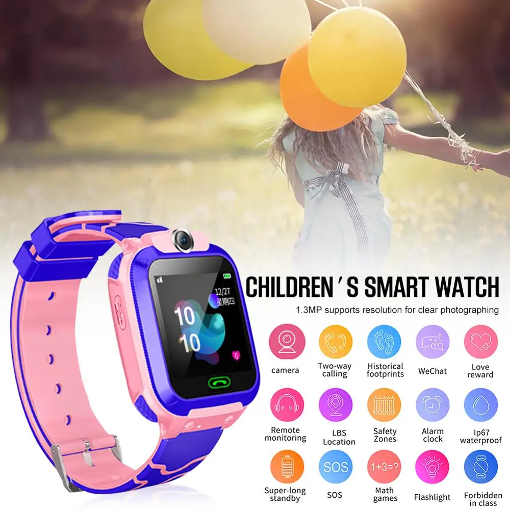 Q12B เด็กสมาร์ทวอท์ช Android ใส่การ์ด2G กันน้ำระยะไกลเครื่องหาตำแหน่งกล้อง Call Anti-Lost Smart Wristba
