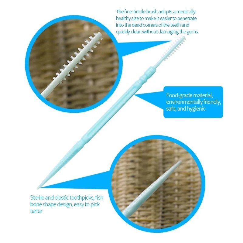 【핫 세일】일회용 양두 치실 200개 이쑤시개, 치실, 이쑤시개 치과 청소 및 관리 용품