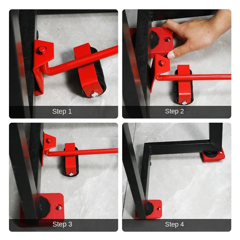 Ensemble de déplacement de meubles robuste-2/4/5 pièces curseurs à rouleaux polyvalents pour un levage et un déplacement sans effort, protecteur de sol en bois dur