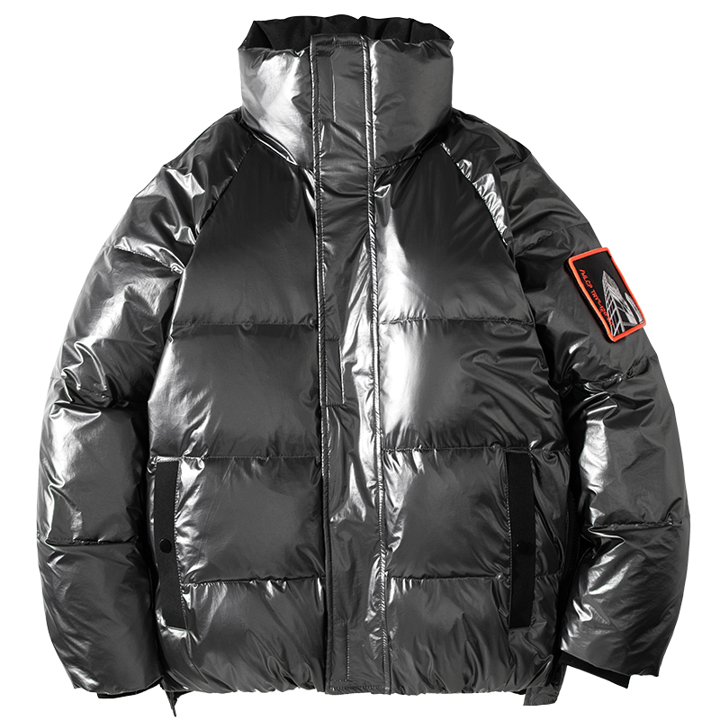 UETEEY 冬ホワイトダックダウンジャケット男性ファッション光沢のある厚く暖かいヒップホップコート屋外カップル男性フグジャケットストリート