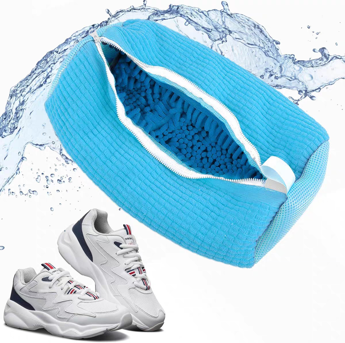 Bolsa para zapatos de lavado, Protector de zapatos de algodón para lavandería, fibras esponjosas, organizador de ropa y zapatos antideformación amigable con poliéster