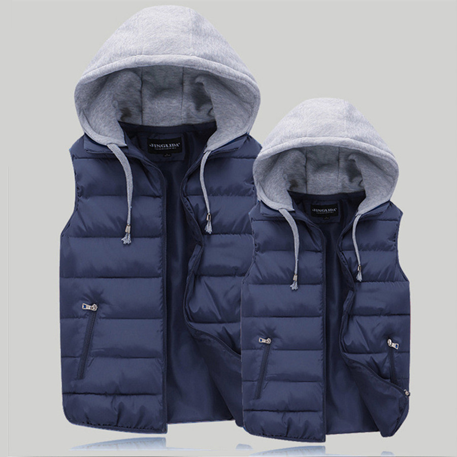 Männer Gepolsterte Weste Frühling Herbst Mit Kapuze Jacke Paare Oberbekleidung Dicke Warme Ärmel Kurzen Mantel Frauen Weste Männer Kleidung 4XL