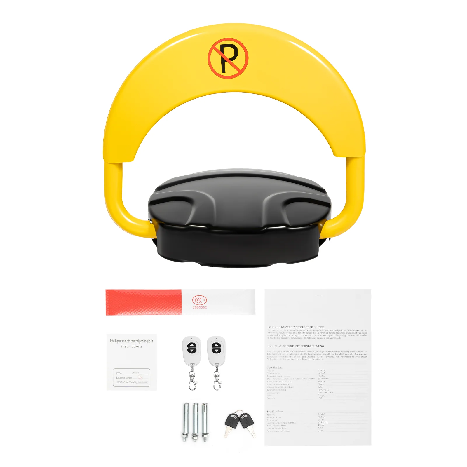 Remote Control Parking Lock, 65.6FT Private Car Parking Latch Auto Space Stall Barrier w/Reflective Stripe