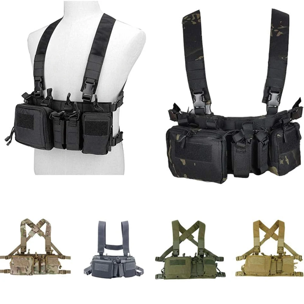 Esportes ao ar livre airsoft engrenagem combate assalto molle colete acessório bolsa saco transportadora tático camuflagem peito rig