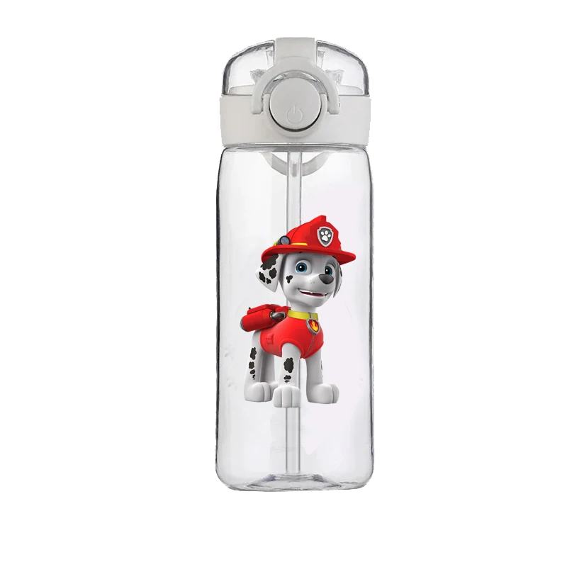 PAW Patrol Chase Cup-botella de agua transparente de alta calidad para deportes al aire libre, botella de agua escolar de plástico a prueba de fugas para niños, 400ML