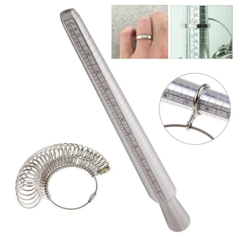Metall Ring Sizer Messwerkzeug Set Gauge Dorn Stick Finger Werkzeug Schmuckherstellung Ausrüstungen Zubehör
