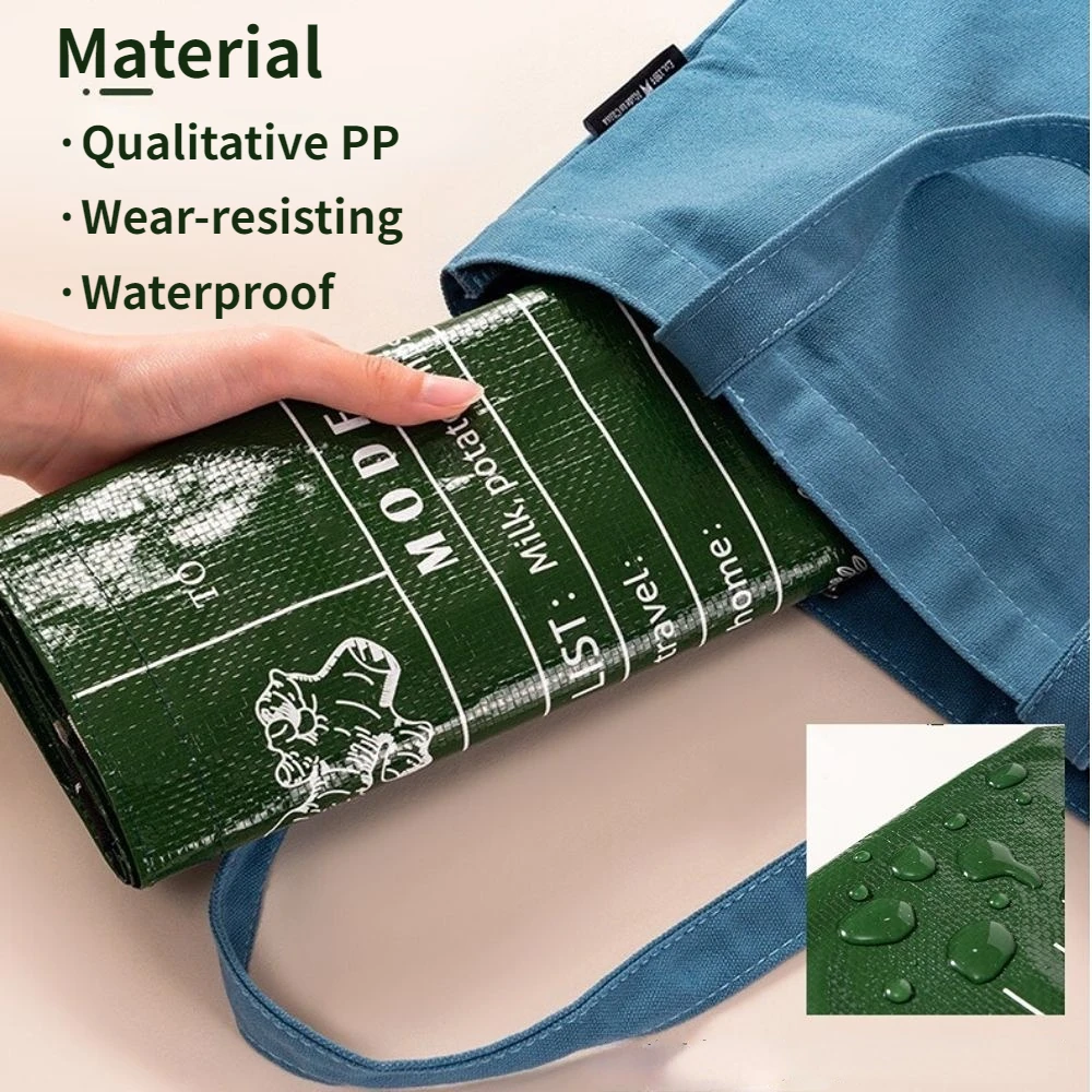 Bolsa de compras tejida de PP portátil de un solo hombro para supermercado, impermeable, de gran capacidad, para tiendas minoristas, boutique