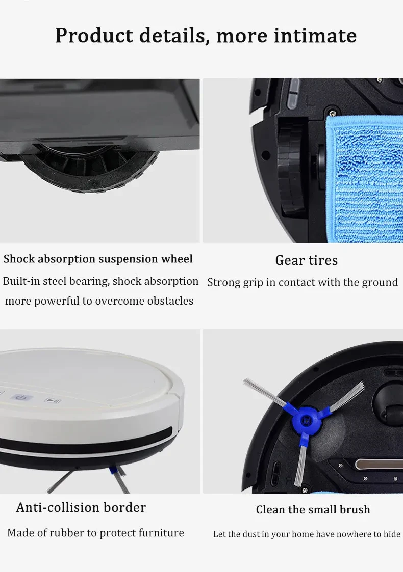 Robor-aspiradora de barrido con recarga automática, Control por aplicación Wifi, fregona de succión, suelo de alfombra, pelo de mascota, Robot automático