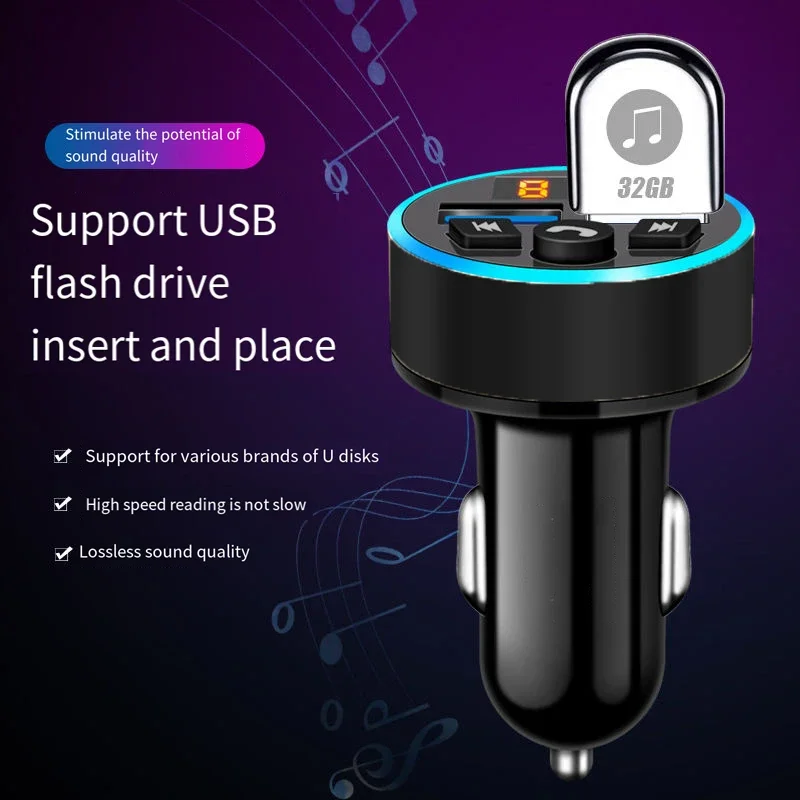 VIKEFON Car Bluetooth Receiver with Lossless Audio Quality MP3 Player, Car Adapter with Cigarette Lighter Socket and Charger