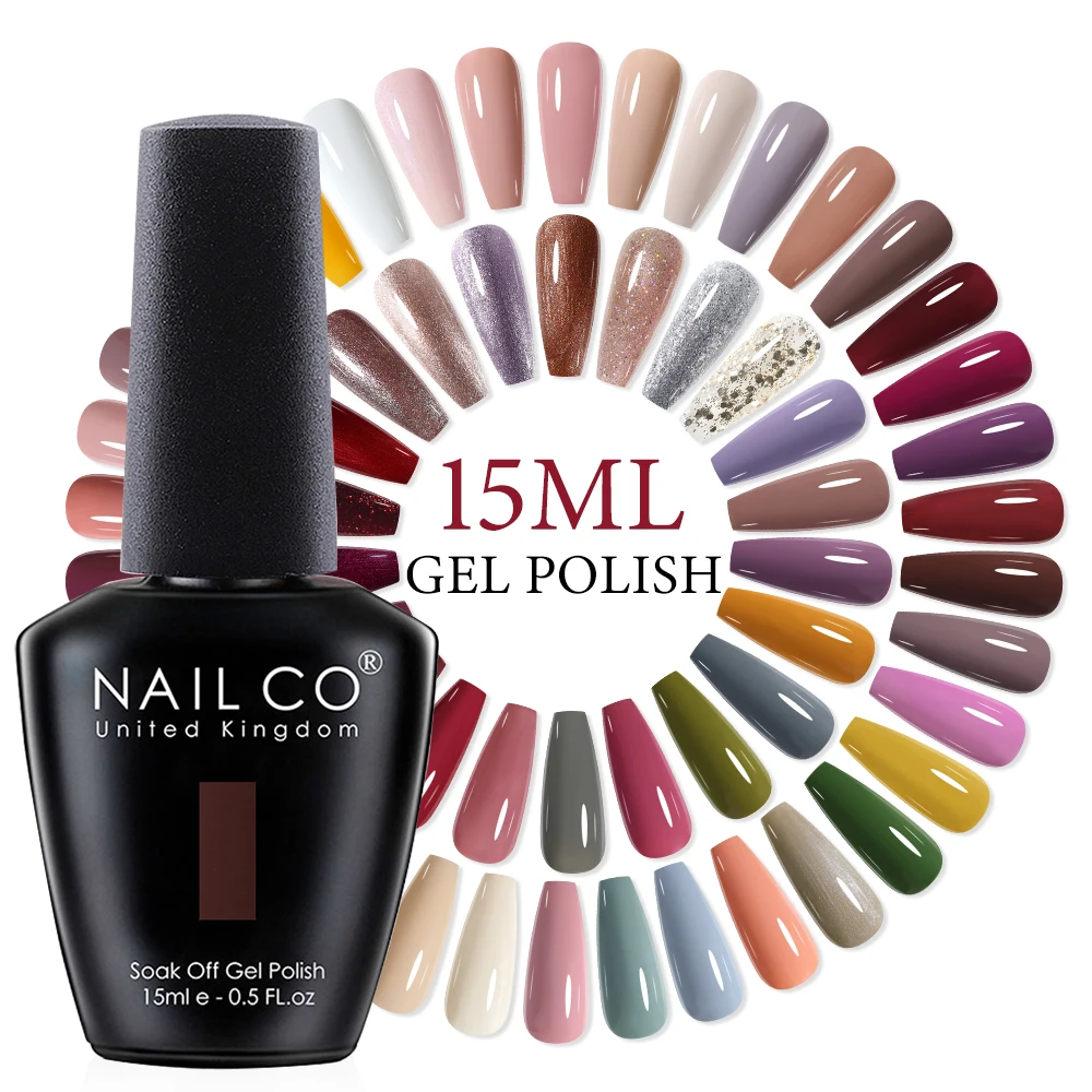 ﻿ NAILCO Lakier Hybrydowy Żelowy Jesienno-Zimowy Nude Czerwono-Brązowy 15ml Półtrwały Soak Off UV LED Lakier do Paznokci ﻿