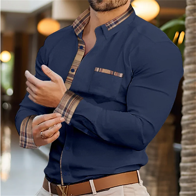 Fashionable 2024 Men's Business Lapel Office Casual Fashion Outdoor Street Men's Tops Shirts Soft And Comfortable Men's Retro
