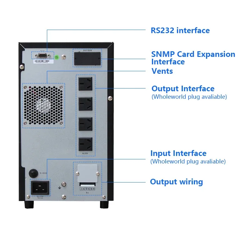 Cwups Low Moq 3kva 2400w 컴퓨터 UPS 온라인 디지털 디스플레이 UPS 가정용 백업 전원