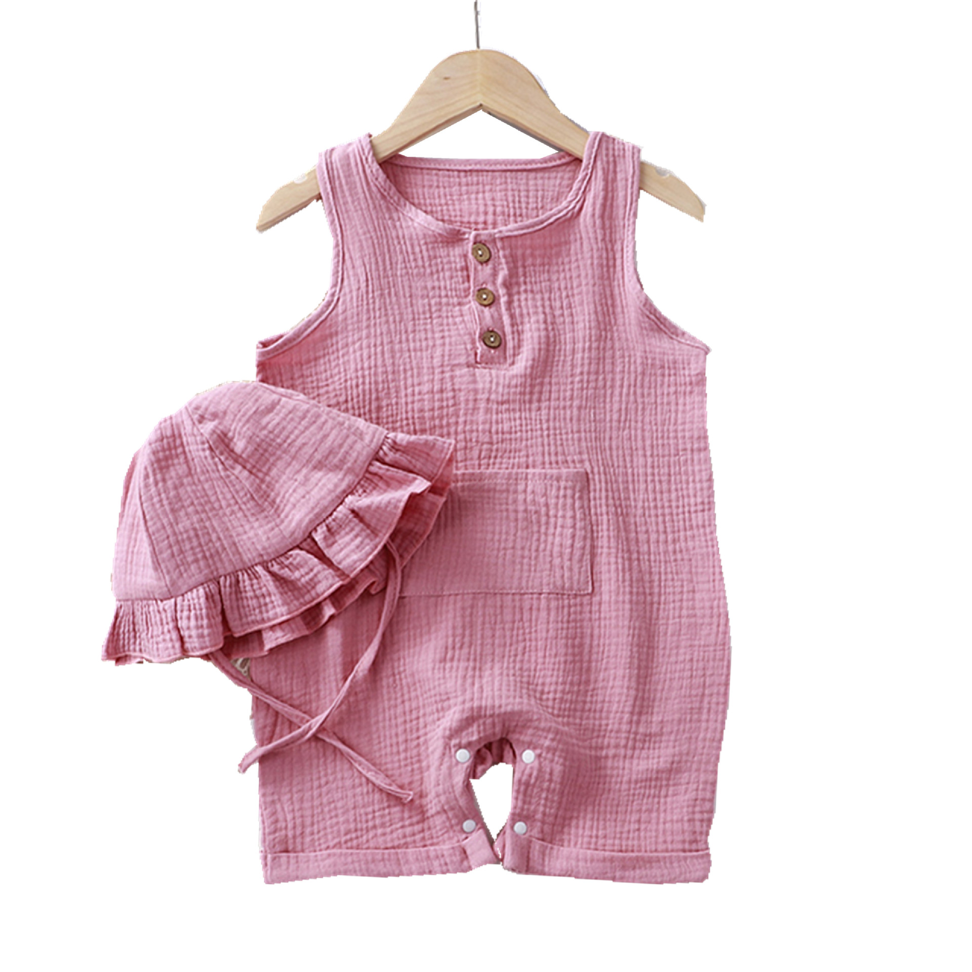 2Pcs Summer Solid Newborn Baby 100% Cotton Linen Bodysuits Boy Girl Sleeveless Romper Jumpsuit Soft Skin-friendly Thin Comfy