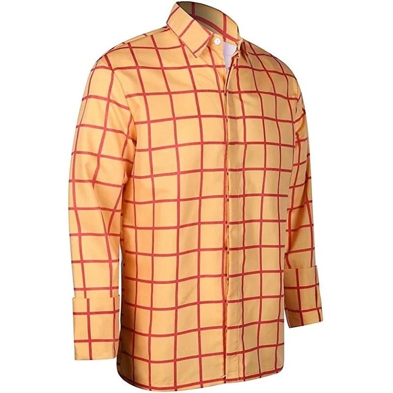 Camisa de manga larga para hombre, camisa informal de Color a cuadros con solapa estampada en 3D, novedad de verano, ropa informal de moda para hombre, Tops Unisex