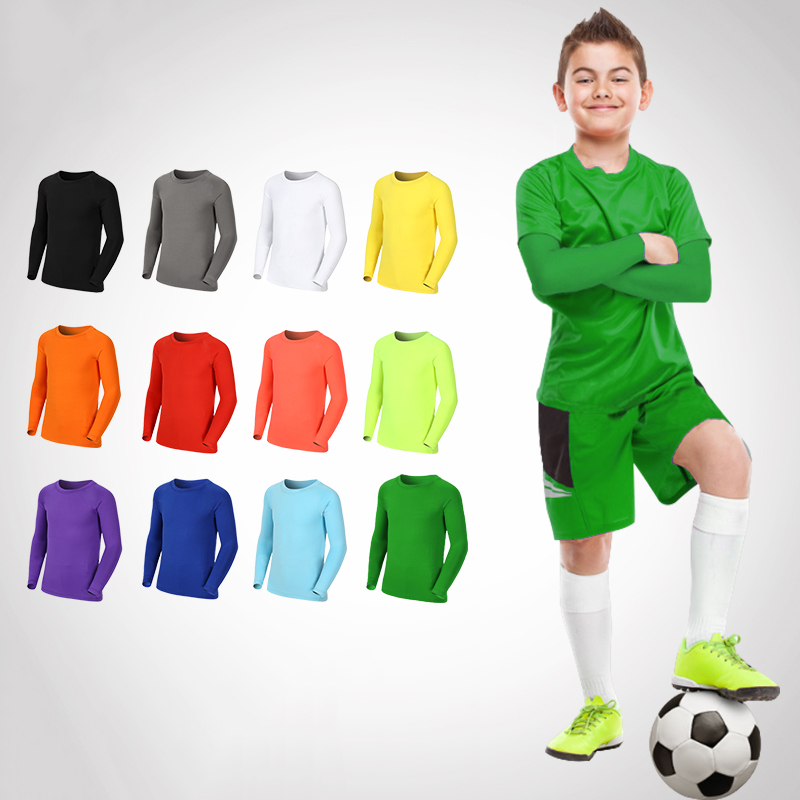 Niños niños niño niña compresión correr Camiseta larga Fitness deporte baloncesto fútbol gimnasio ropa deportiva ropa de fútbol 25