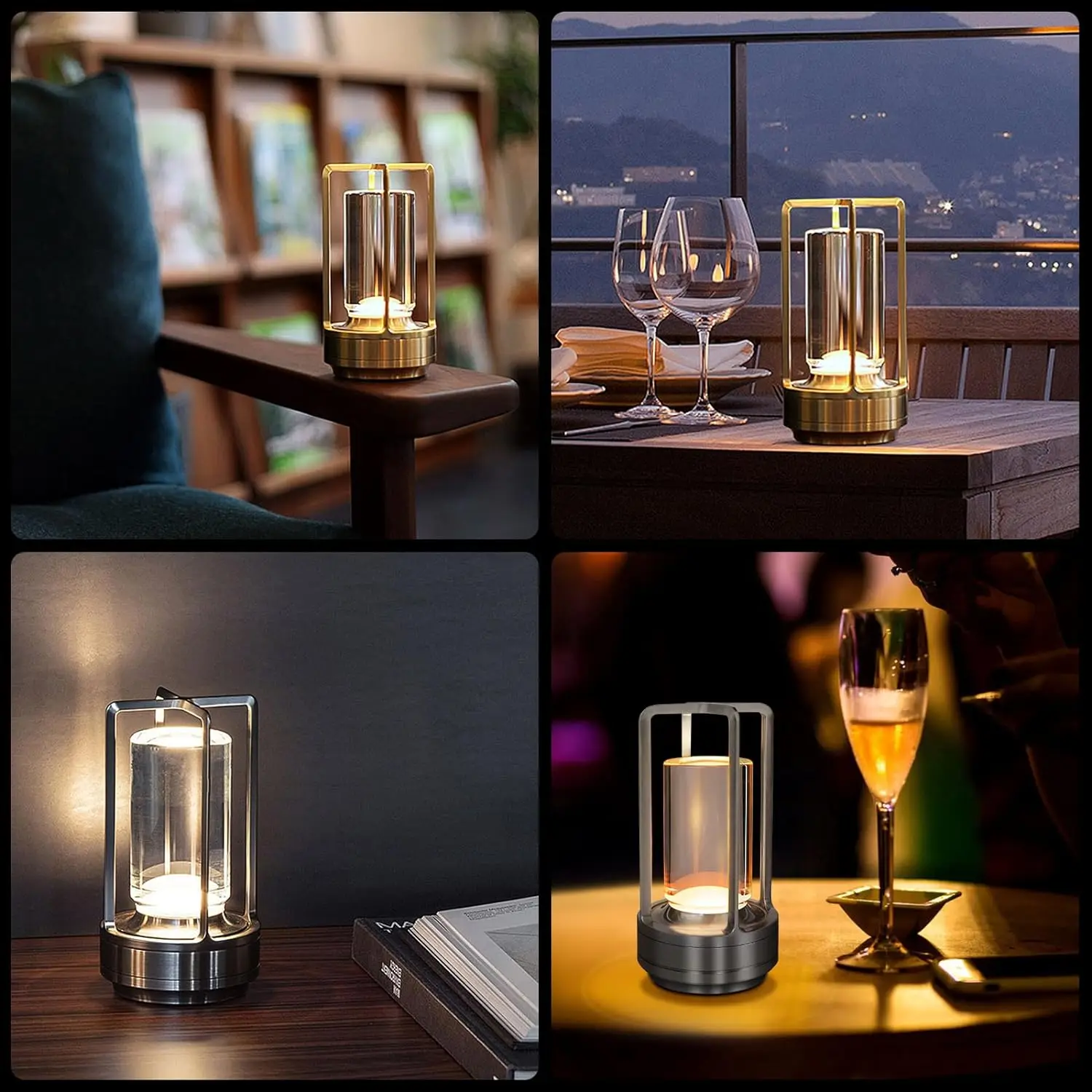 โคมไฟตั้งโต๊ะไร้สาย LED Touch Sensor Desktop Night Light โคมไฟอ่านหนังสือแบบชาร์จไฟได้สําหรับร้านอาหารโรงแรมบาร์ไฟตกแต่งห้องนอน