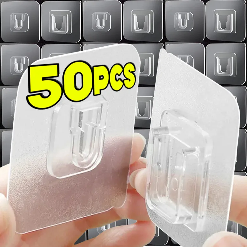 50/2 шт. двусторонние крючки, прочный клейкий прозрачный бесследный настенный крючок для кухни, спальни, держатель для хранения, вилка, розетка, вешалка