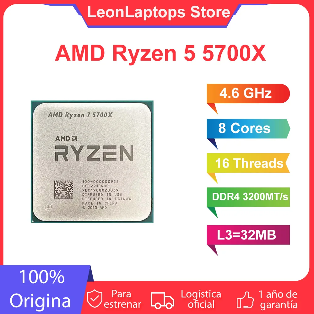AMD R7 5700X Nuovo Ryzen 7 5700x Processore 8-Core CPU16-Thread 4,6GHz 7NM L3=32M 100-000000926 Presa AM4 DDR4 ma non senza ventola