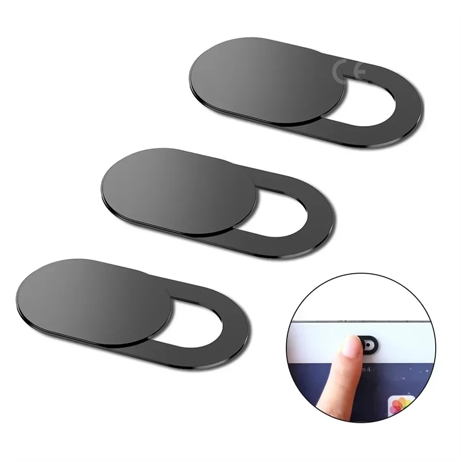 3 pezzi di copertura per webcam in plastica nera anti-hacker otturatore protezione della privacy scudo per otturatore scorrevole per fotocamera desktop portatile smartphone