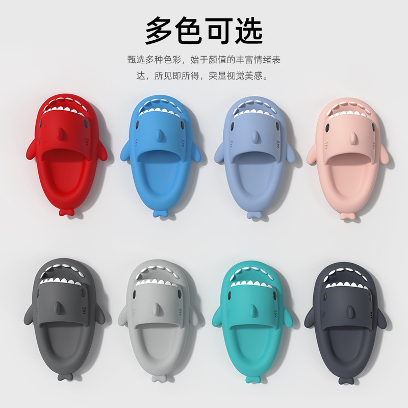 Shevalues ใหม่หนาด้านล่าง Shark รองเท้าแตะผู้หญิงแฟชั่น Shark Beach รองเท้าฤดูร้อน Multicolor บ้านห้องน้ํา Shark สไลด์
