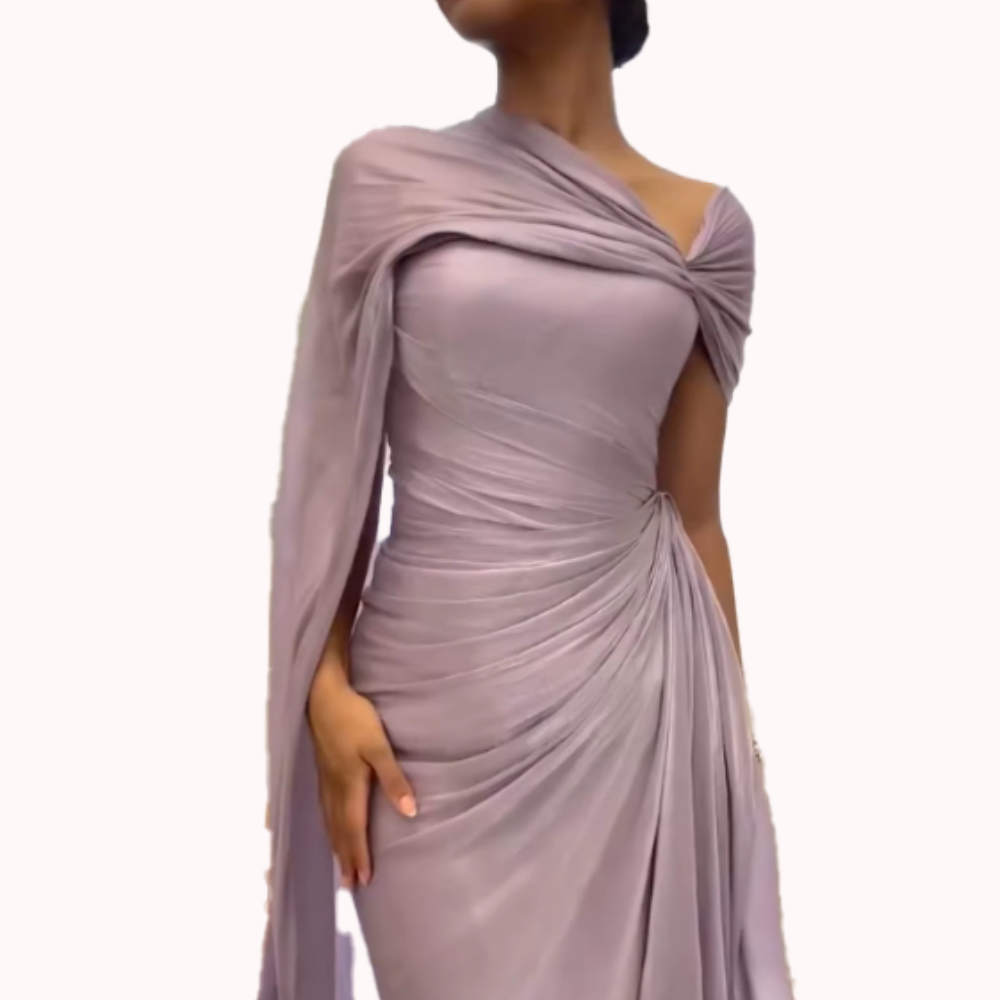 Paarse één-schouder galajurken 2025, satijnen geplooide zeemeermin, open rugrits, bruiloftsjurk, slank, minimalistisch, op maat