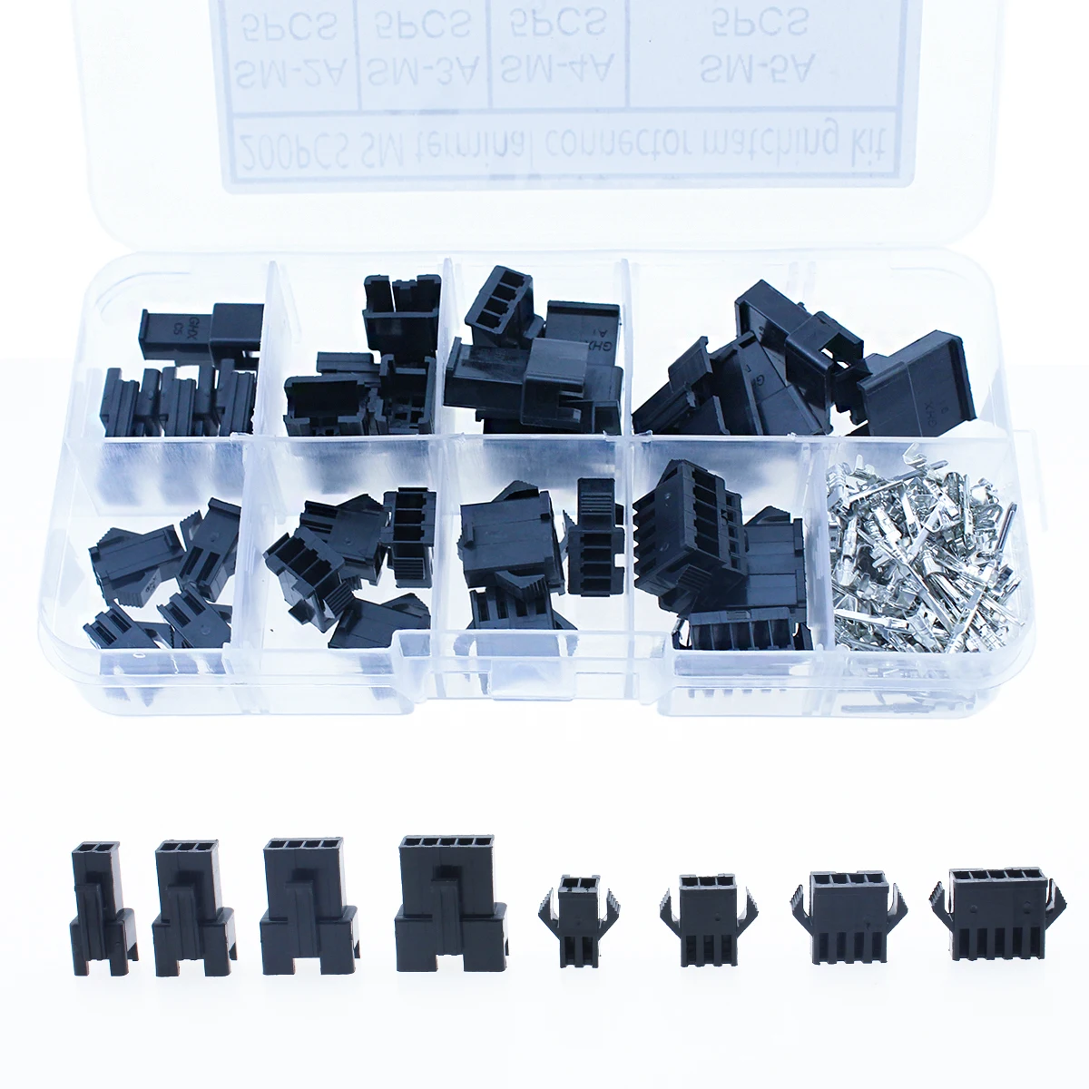 200 Uds. Conectores JST SM de 2,54mm de paso 2/3/4/5 pines conector macho y hembra conectores de clavija adaptador de Terminal de engarzado