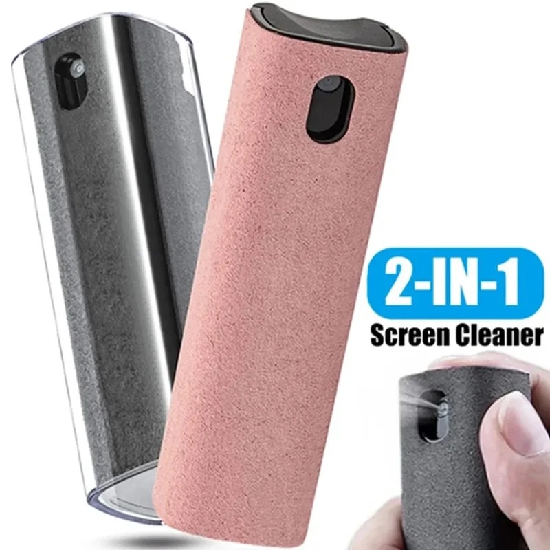 Nuevo Limpiador de pantalla de teléfono móvil, botella con pulverizador, microfibra, eliminación de polvo de ordenador, limpieza de gafas, toallitas sin líquido de limpieza