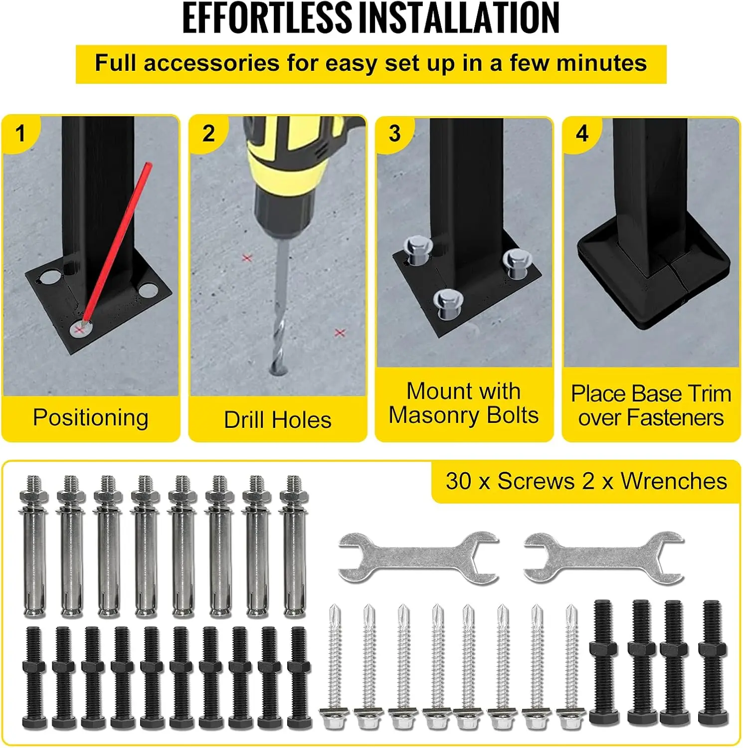 Handrails for Outdoor Steps, Fit 3 Steps Outdoor Stair Railing, Picket#2 Wrought Iron Handrail, Flexible Porch Railing